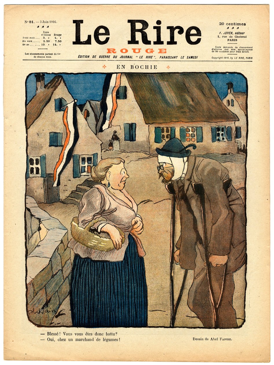 Titelblatt von „Das Rote Lachen“, Satirisch in Farben von Jules Abel Faivre