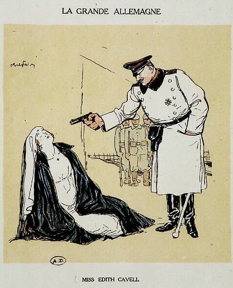 Miss Edith Cavell, von den Deutschen hingerichtet, Bild von Abel Faivre (1864-1945) von Jules Abel Faivre
