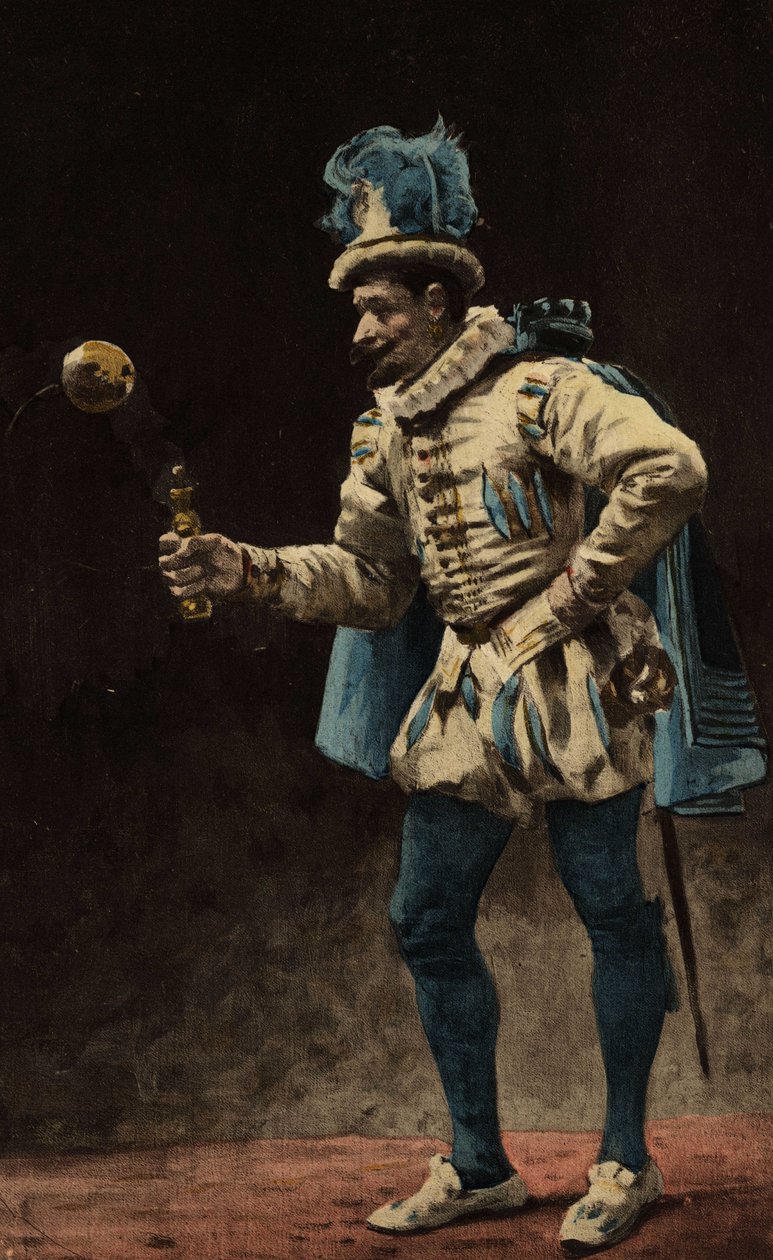 Mann spielt Ball Boucquet. Illustration von Jules Garnier. In "Rabelais et l