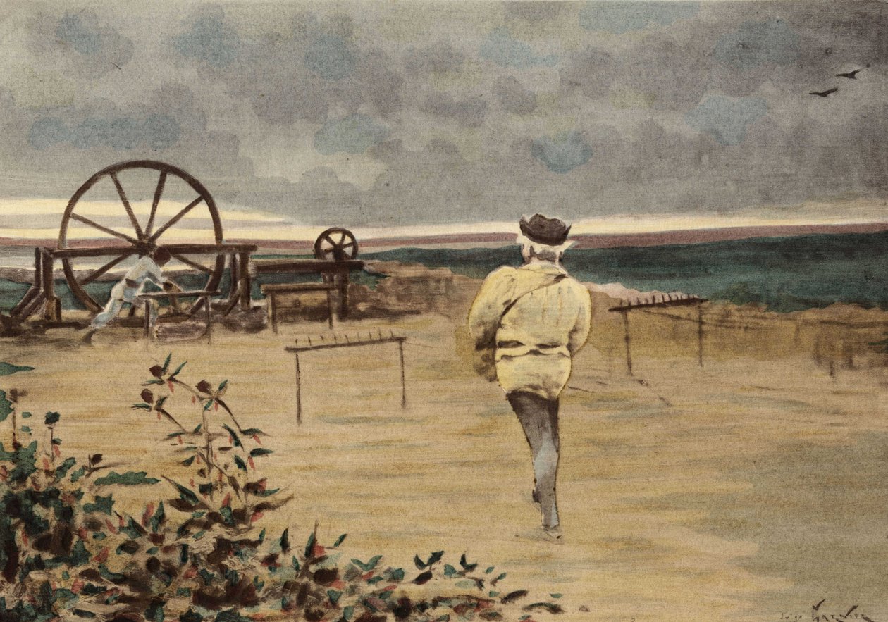 Vorbereitung der Pflanze namens Pantagruelion. Pantagruel. Illustration von Jules Garnier. In „Rabelais et l