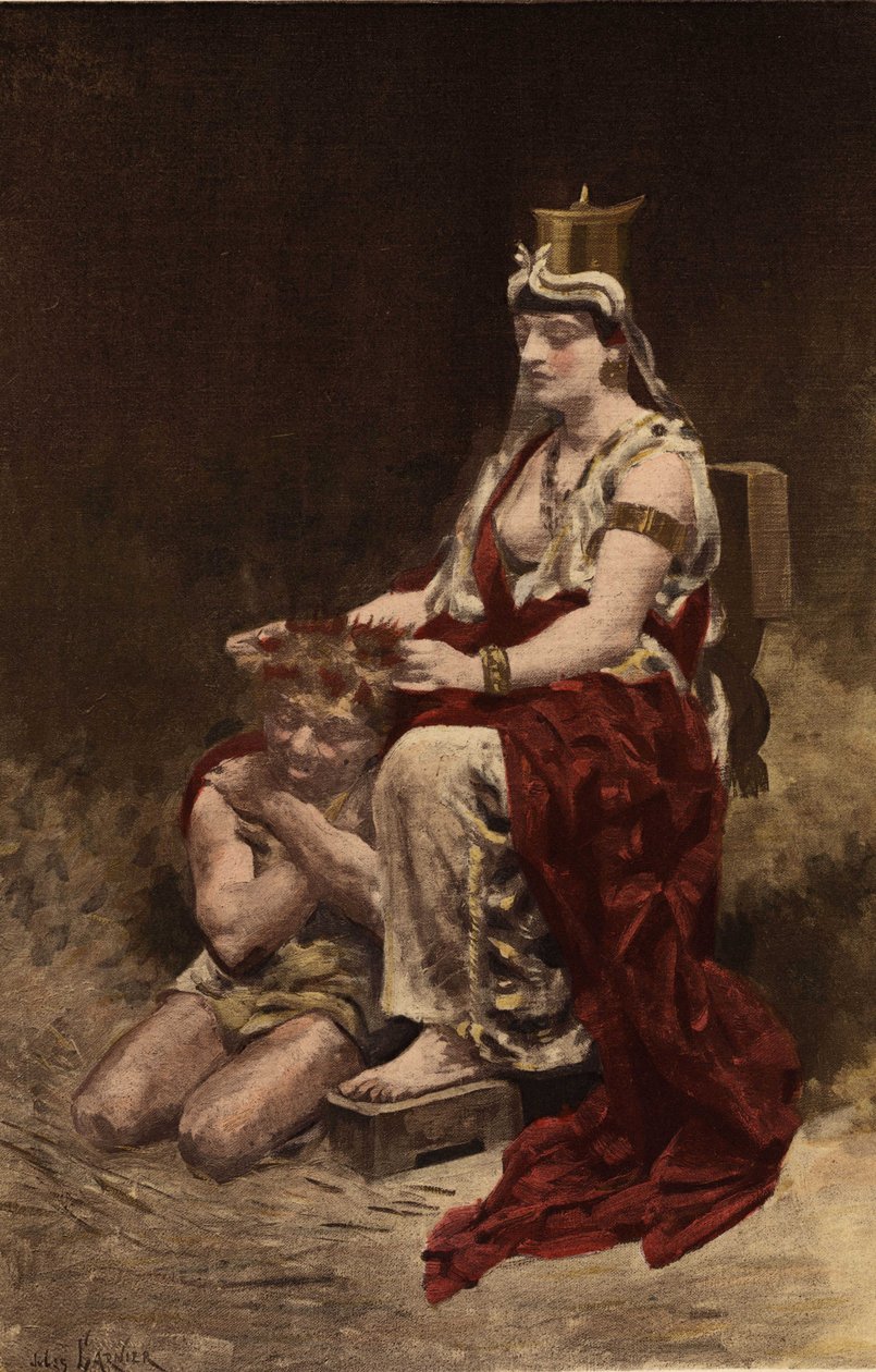 Semyramis (Semiramis) spinnt einen Belistre (Landstreicher). Pantagruel. Illustration von Jules Garnier. In „Rabelais et l