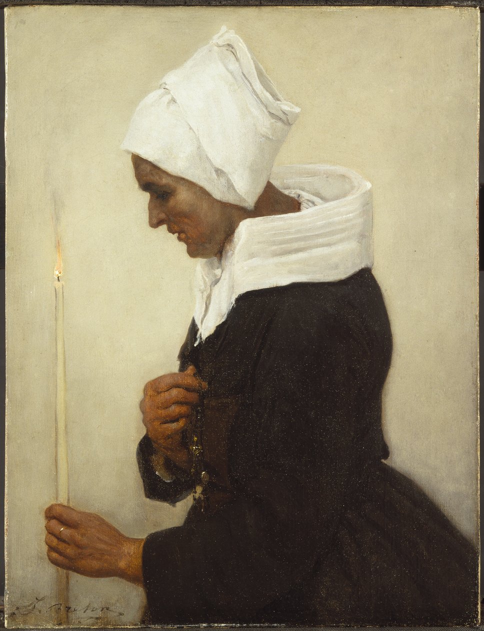 Bretonische Bäuerin mit Kerze, ca. 1869 von Jules Breton