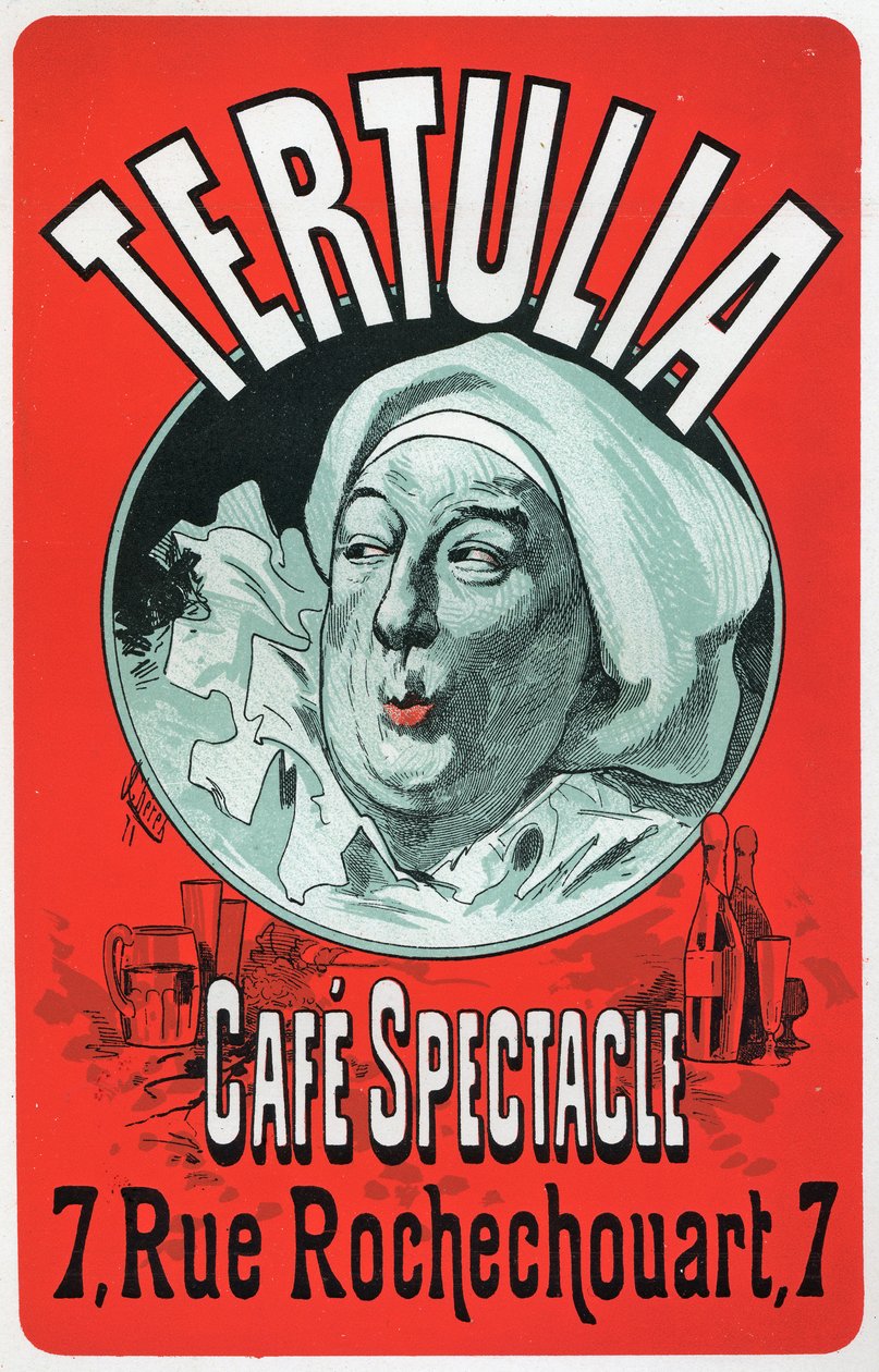 Kunst. Unterhaltung. Tertulia, Show im Café Spectacle, Paris. Plakat von Jules Cheret, ca. 1870 von Jules Cheret