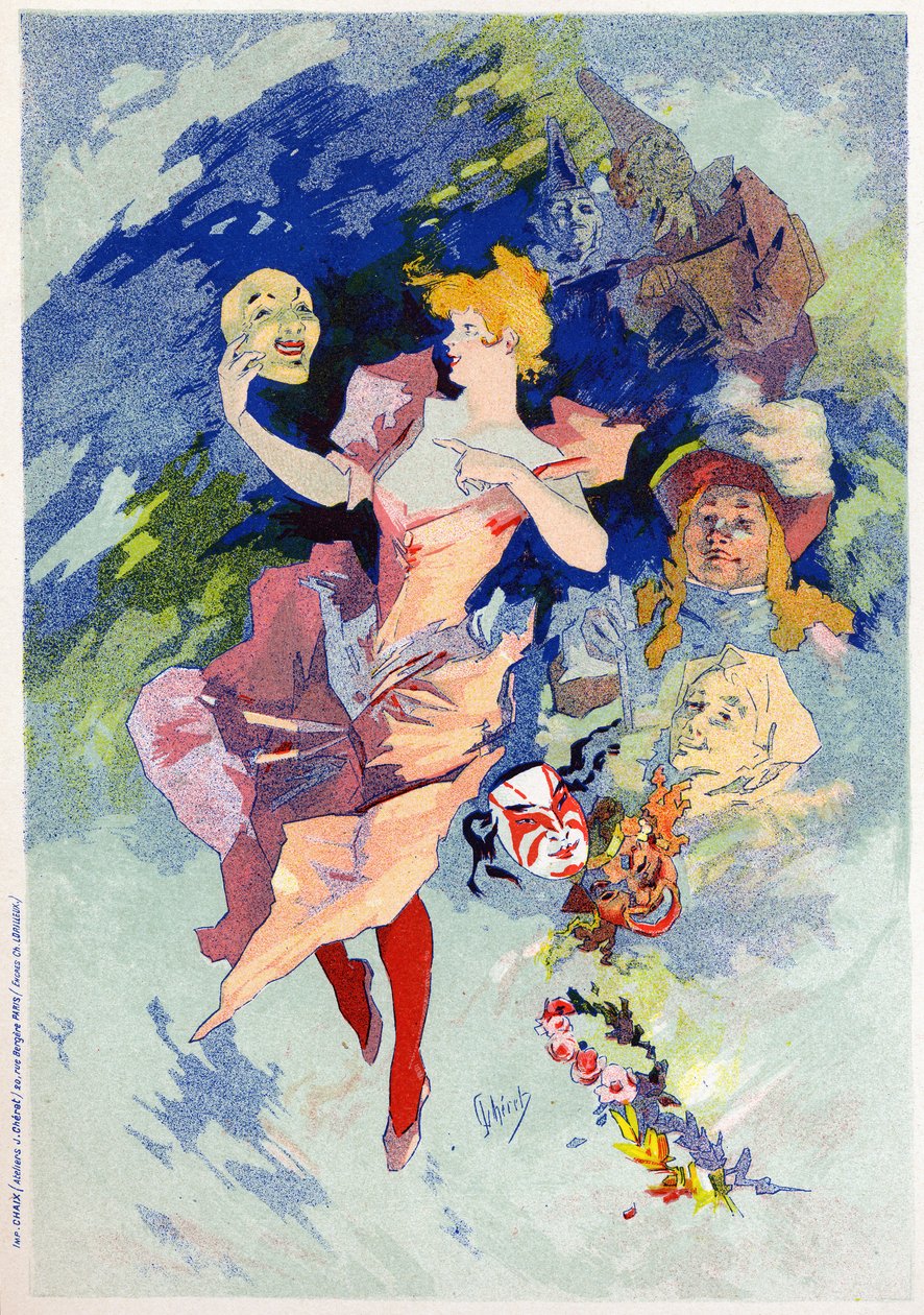 Kunst. Unterhaltung. Die Komödie. Allegorie von Jules Chéret, Frankreich, ca. 1890 (Plakat) von Jules Cheret