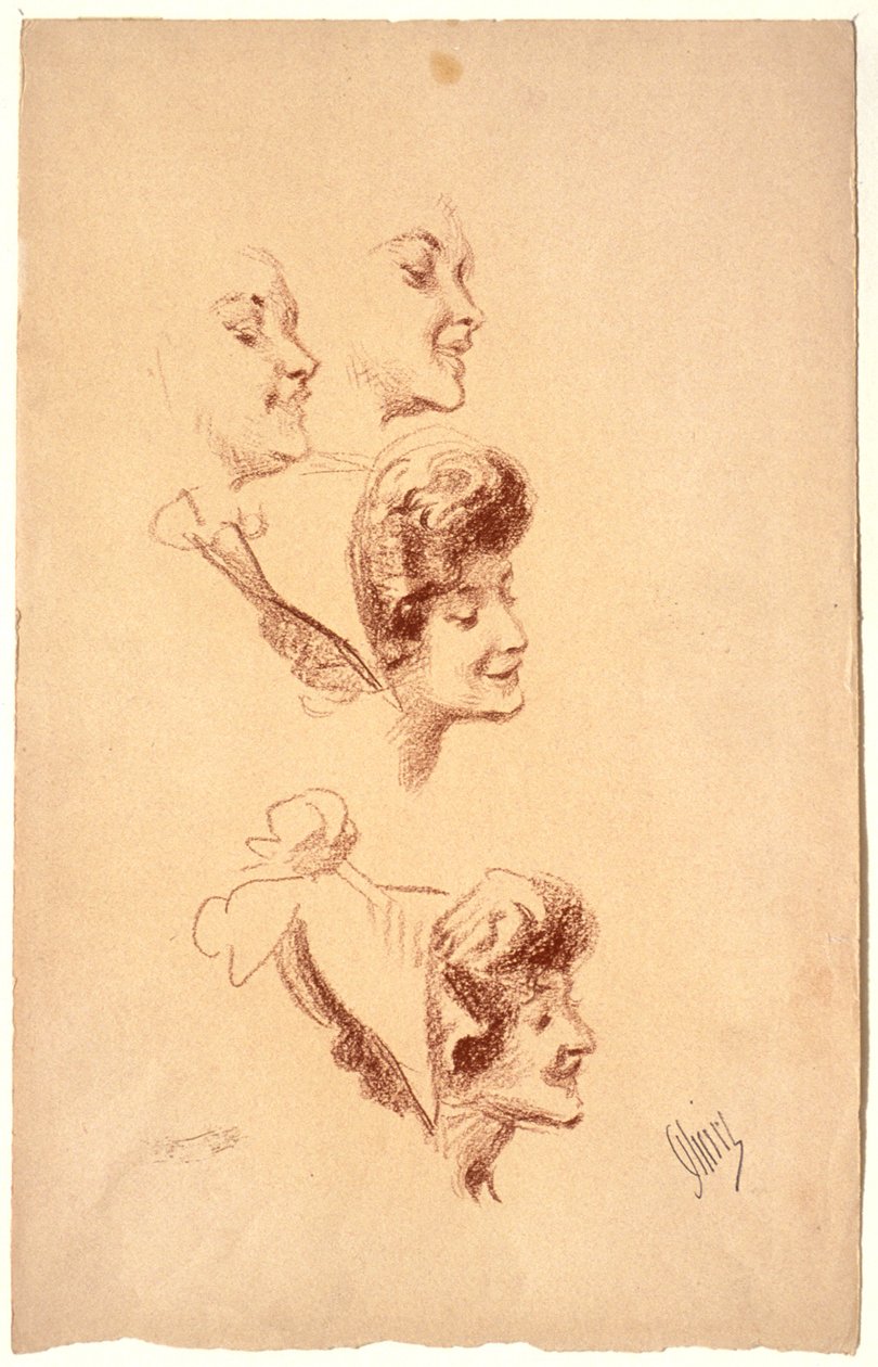 Vier Studien eines Frauenkopfes von Jules Cheret