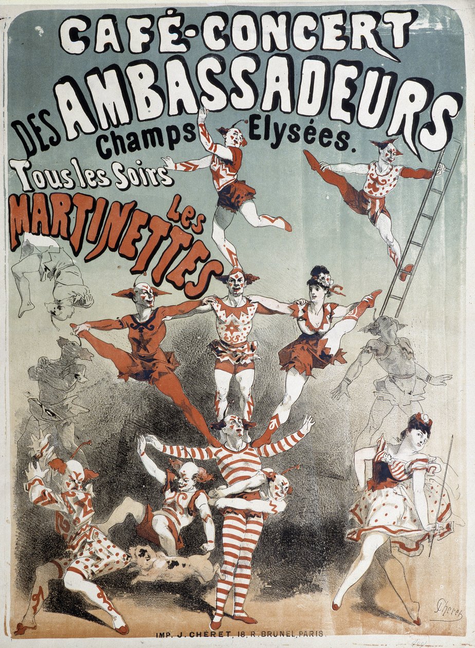 Les Martinettes im Cafe-Concert des Ambassadeurs - Plakat von Jules Chéret, Ende des 19. Jahrhunderts von Jules Cheret