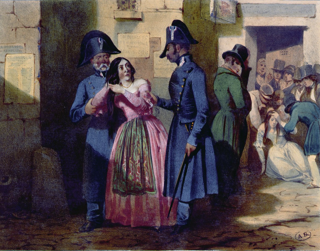 Verhaftung einer Prostituierten durch die Polizei, ca. 1835 von Jules David