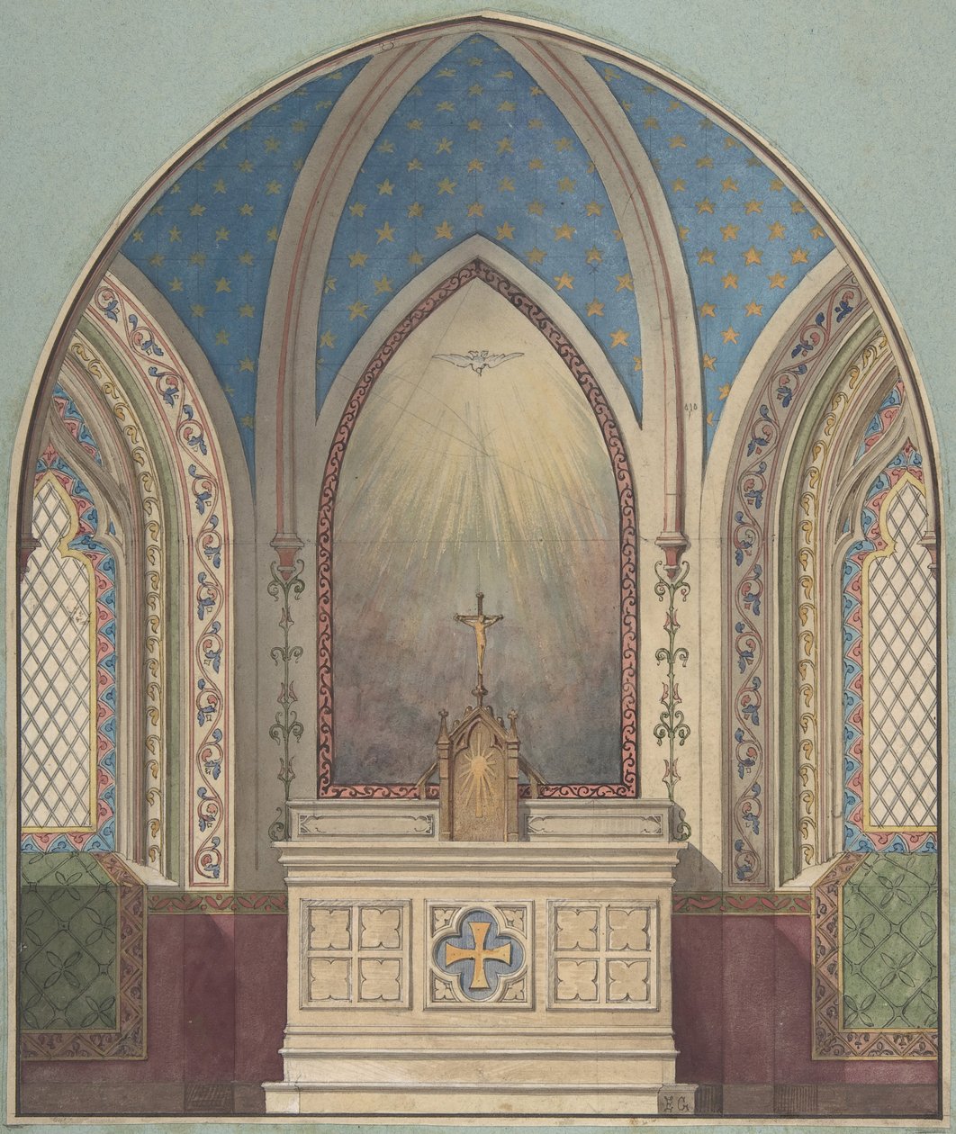 Entwurf für Altar, Saint Clotilde, zweite Hälfte des 19. Jahrhunderts von Jules Edmond Charles Lachaise and Eugène Pierre Gourdet