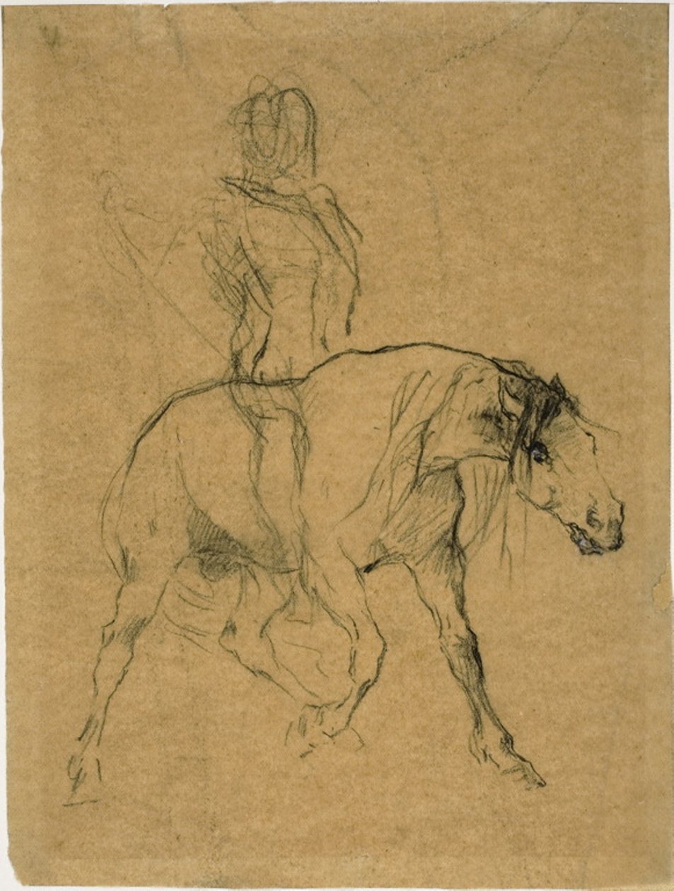 Studie eines Pferdes und Reiters von Jules Elie Delaunay