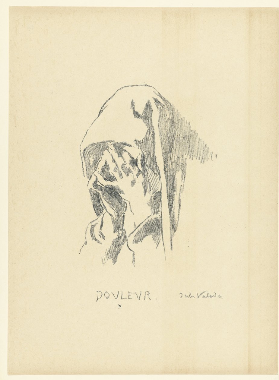 Kopf einer trauernden Frau mit Gesicht in den Händen von Jules Emmanuel Valadon