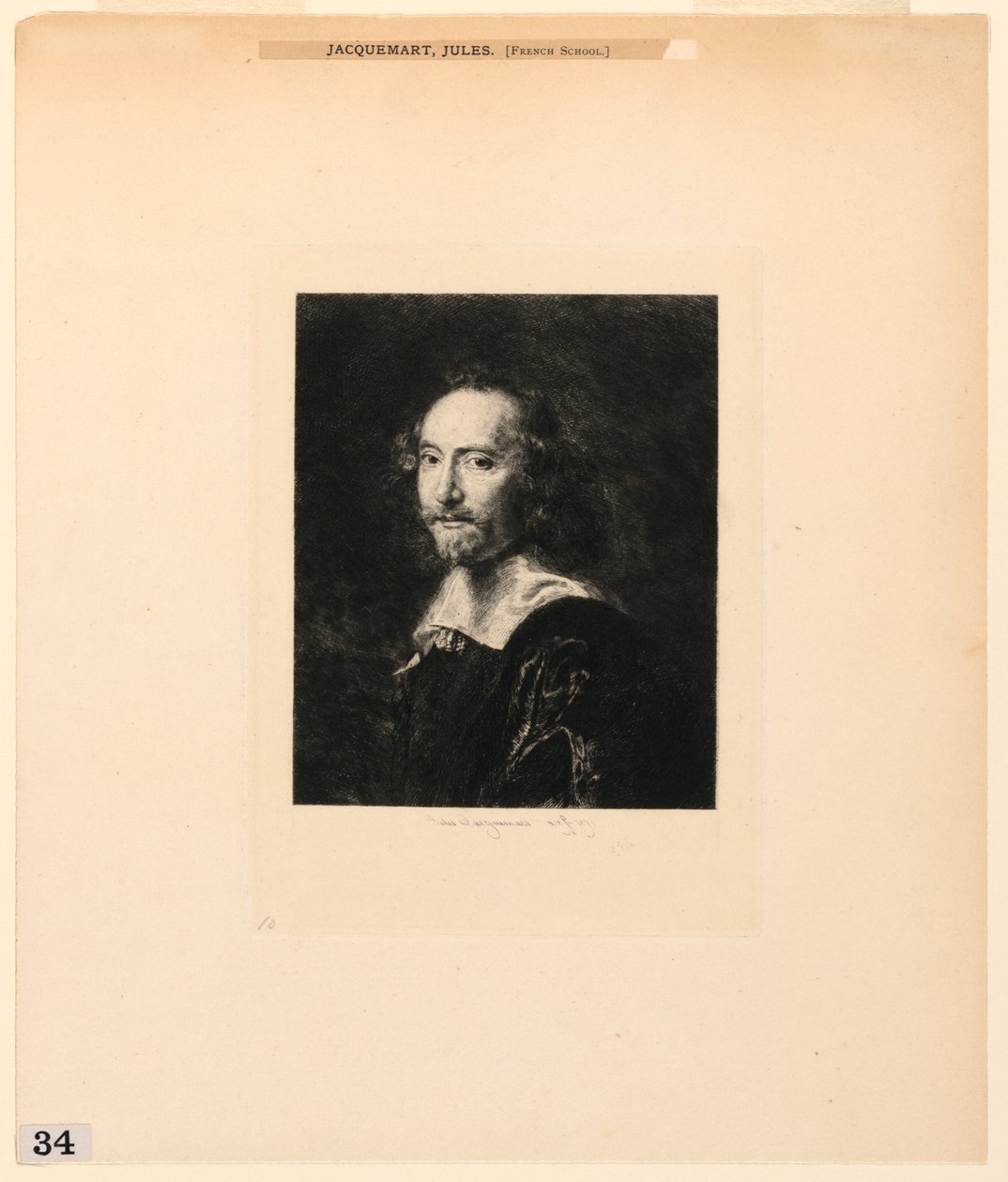 Porträt eines Mannes, aus "Radierungen von Bildern im Metropolitan Museum, New York" von Jules Ferdinand Jacquemart