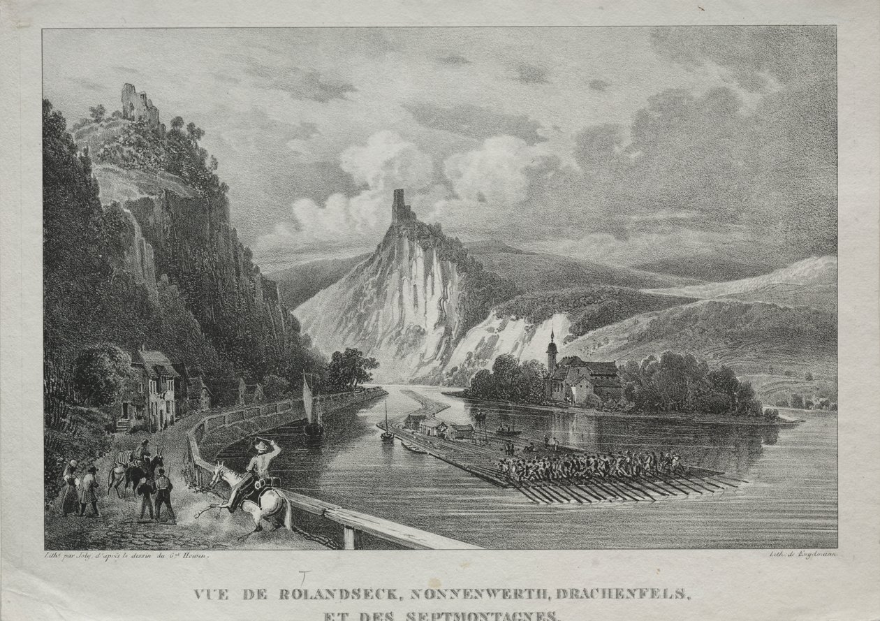 Blick auf Rolandseck, Nonnenwerth, Drachenfels und Siebengebirge von Jules Jean Baptiste de Joly