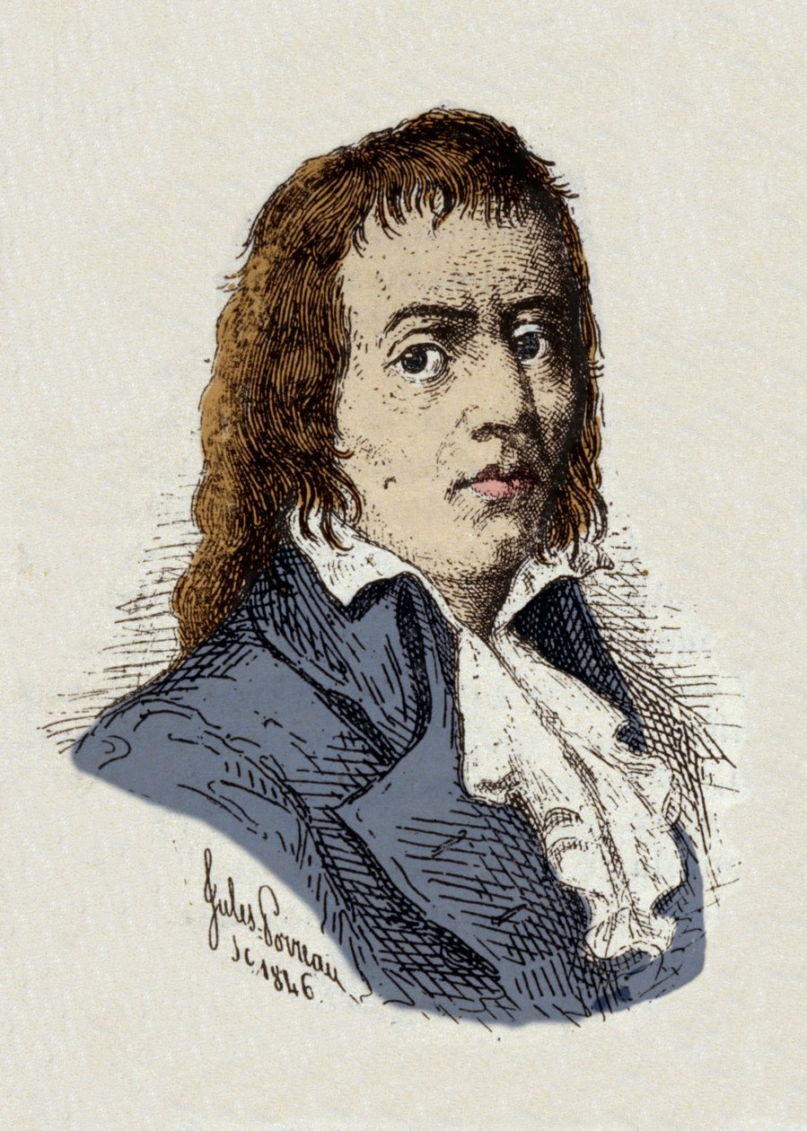 Französische Revolution: „Porträt von Francois Babeuf dit Gracchus (1760-1797) Revolutionär“ Zeichnung von Jules Porreau von Jules Porreau
