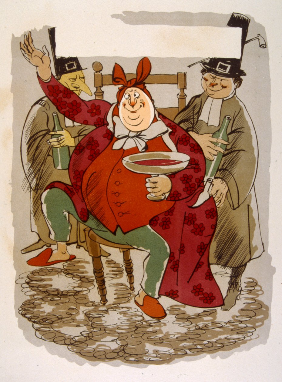 Humorvolle Weinillustration 1946 von Julien Pavil