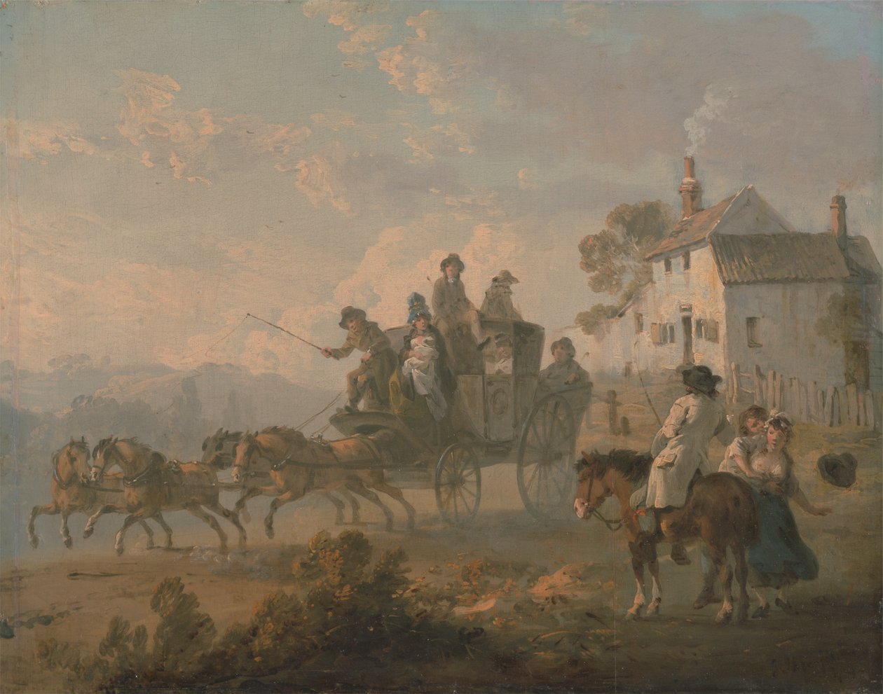 Eine Postkutsche auf einer Landstraße von Julius Caesar Ibbetson