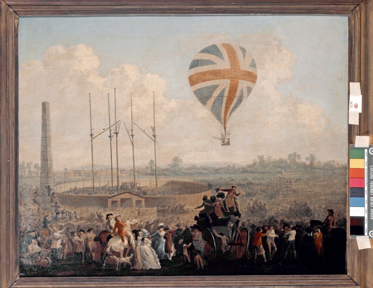 Der zweite Aufstieg von Vincenzo Lunardi in London von Julius Caesar Ibbetson
