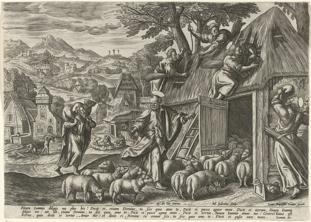 Petrus als guter Hirte (Gleichnis vom guten Hirten) von Julius Goltzius