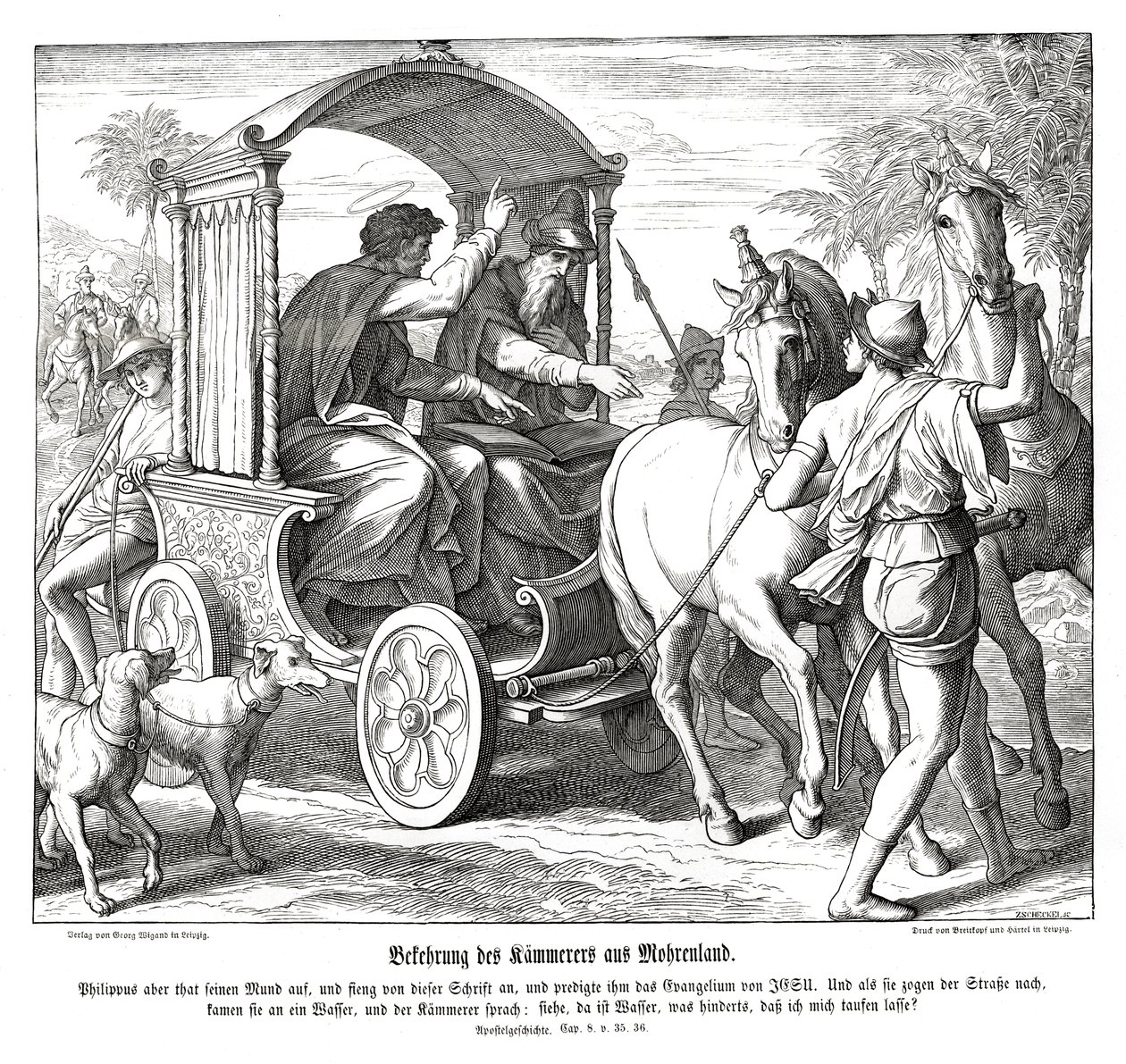 Bekehrung des Kämmerers, Apostelgeschichte von Julius Schnorr von Carolsfeld