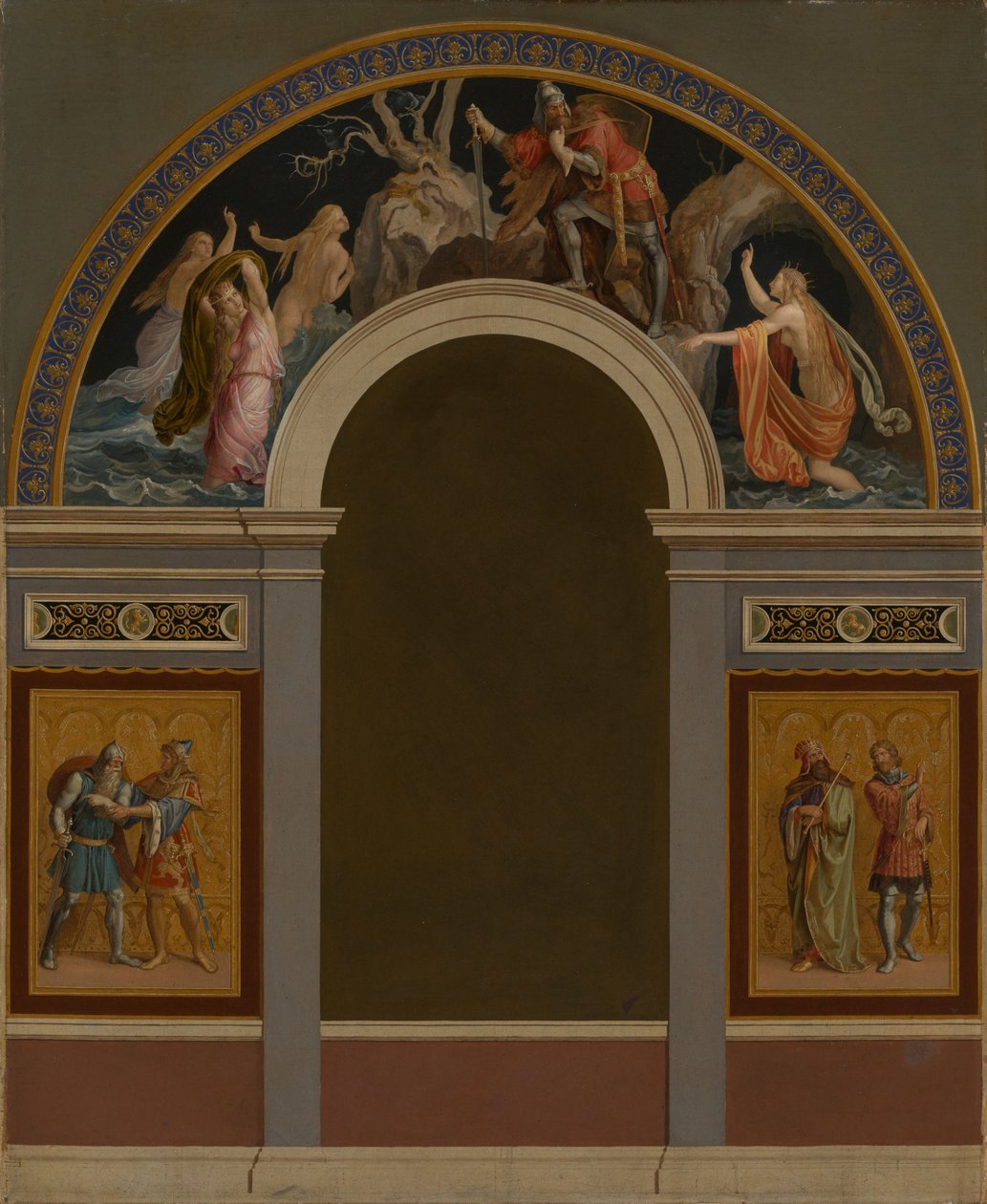 Entwurf für die dem Eingang gegenüberliegende Wand des ersten Nibelungensaales im Königsbau der Residenz zu München von Julius Schnorr von Carolsfeld