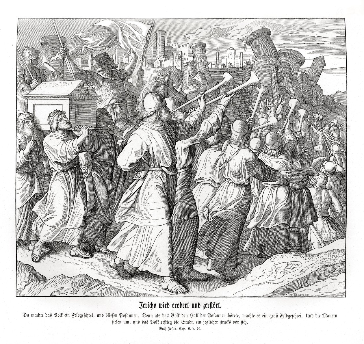 Der Fall von Jericho, Josua von Julius Schnorr von Carolsfeld