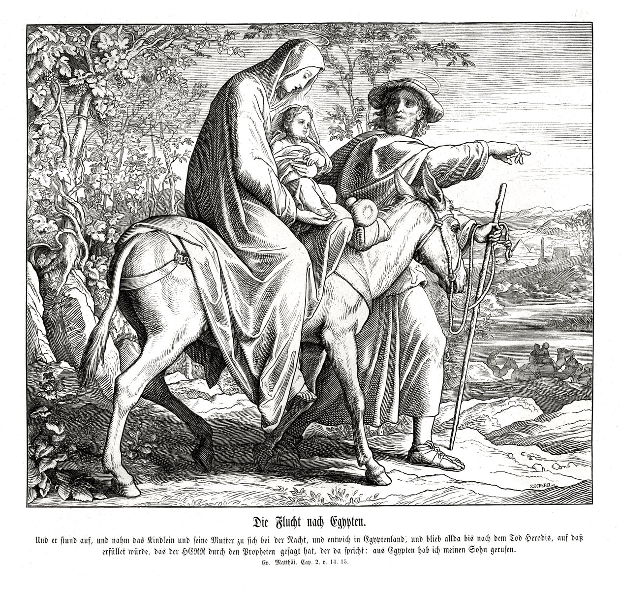 Flucht nach Ägypten, Evangelium nach Matthäus von Julius Schnorr von Carolsfeld