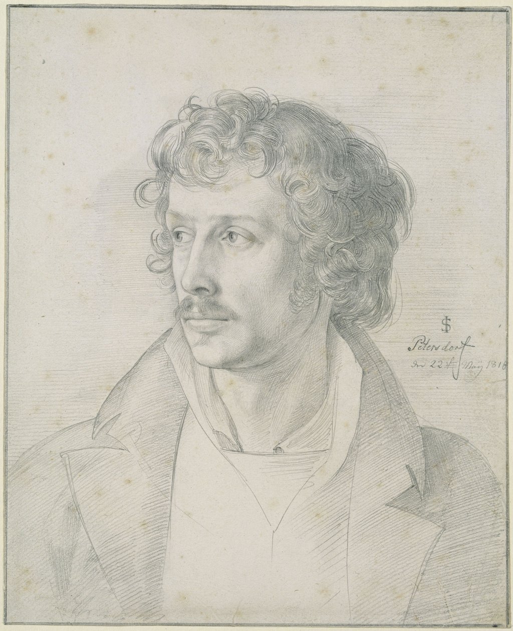 Friedrich Olivier im Alter von 25 Jahren, Brustbild, nach links blickend von Julius Schnorr von Carolsfeld