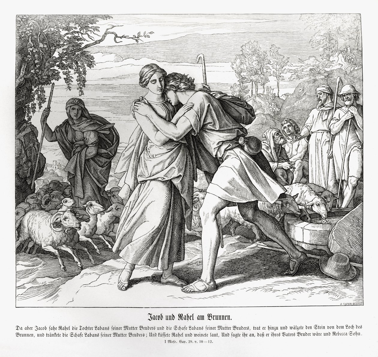 Jakob und Rahel am Brunnen, Genesis von Julius Schnorr von Carolsfeld