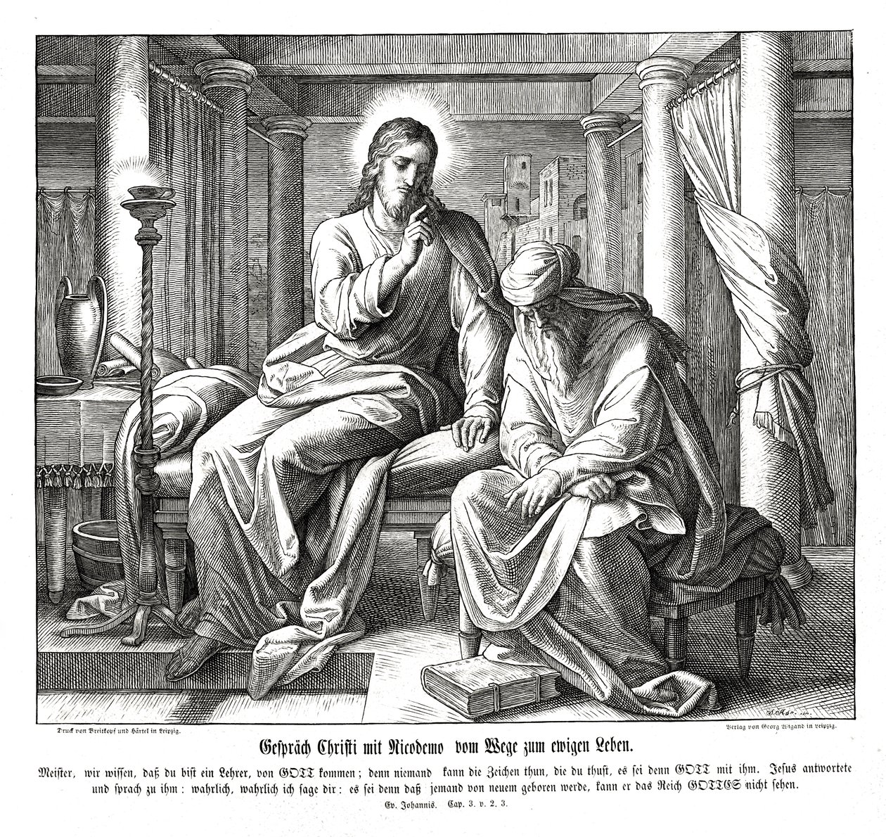 Jesus und Nikodemus, Evangelium nach Johannes von Julius Schnorr von Carolsfeld