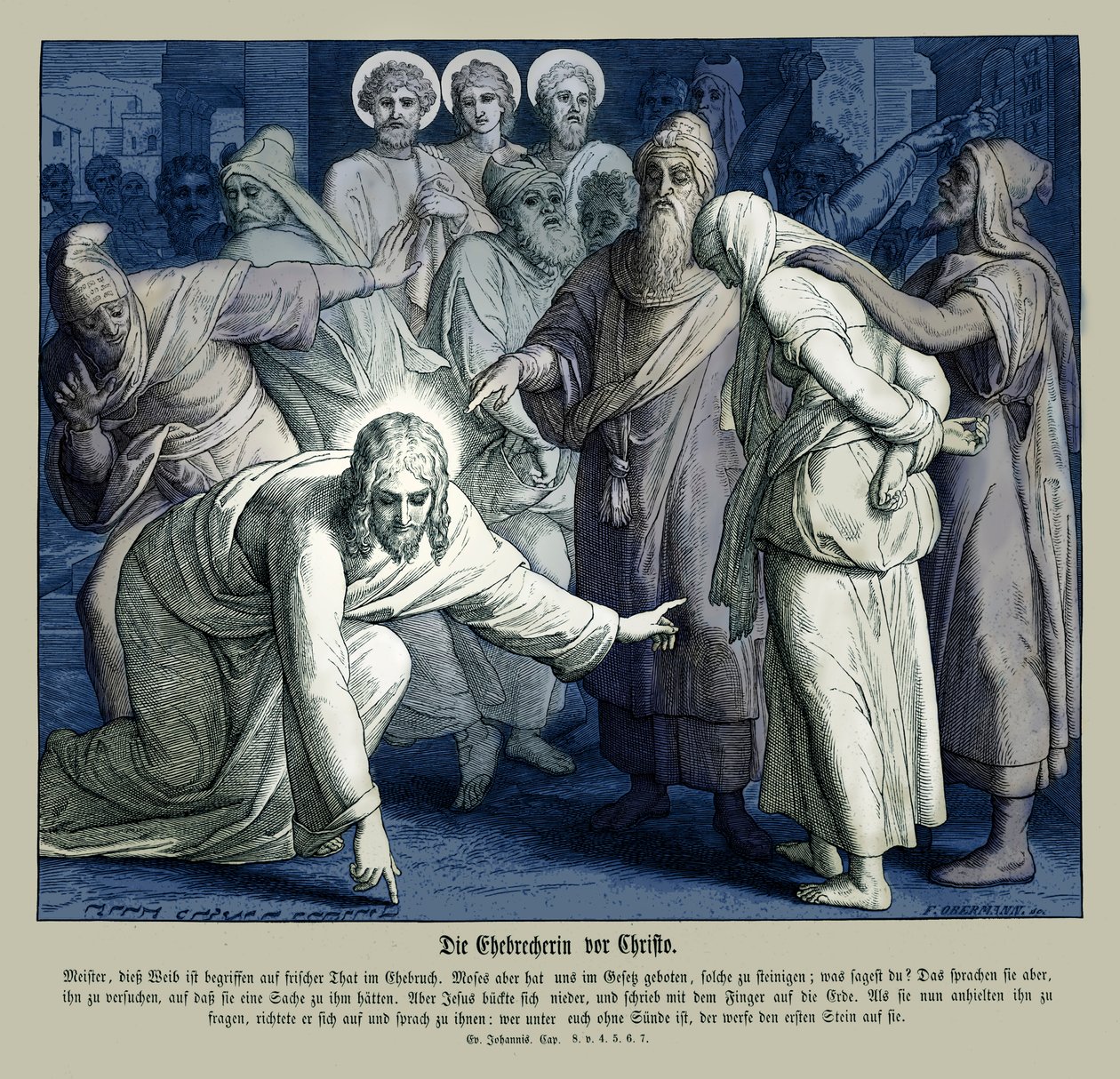 Jesus und die Ehebrecherin, Evangelium nach Johannes von Julius Schnorr von Carolsfeld
