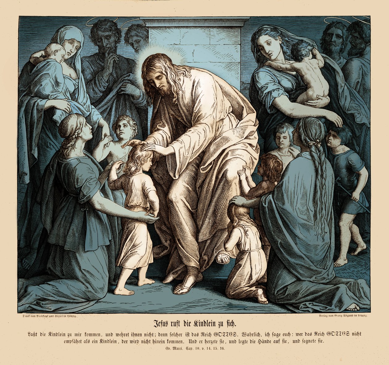 Jesus ruft die Kinder zu sich, Evangelium nach Markus von Julius Schnorr von Carolsfeld