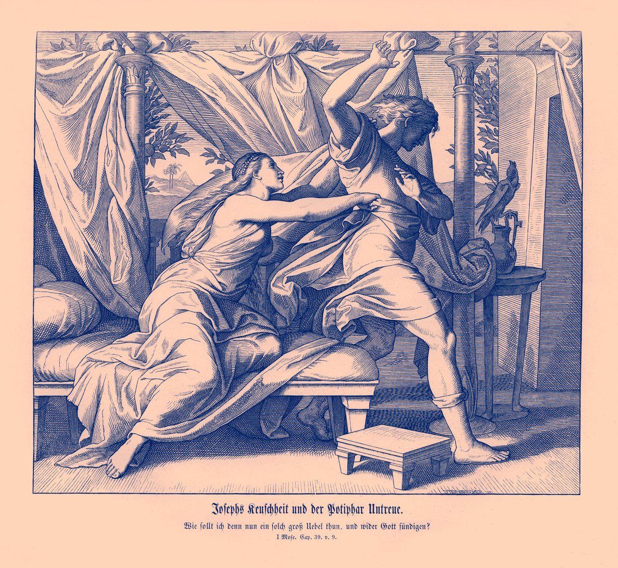 Joseph weigert sich, mit Potiphar zu schlafen, Genesis von Julius Schnorr von Carolsfeld