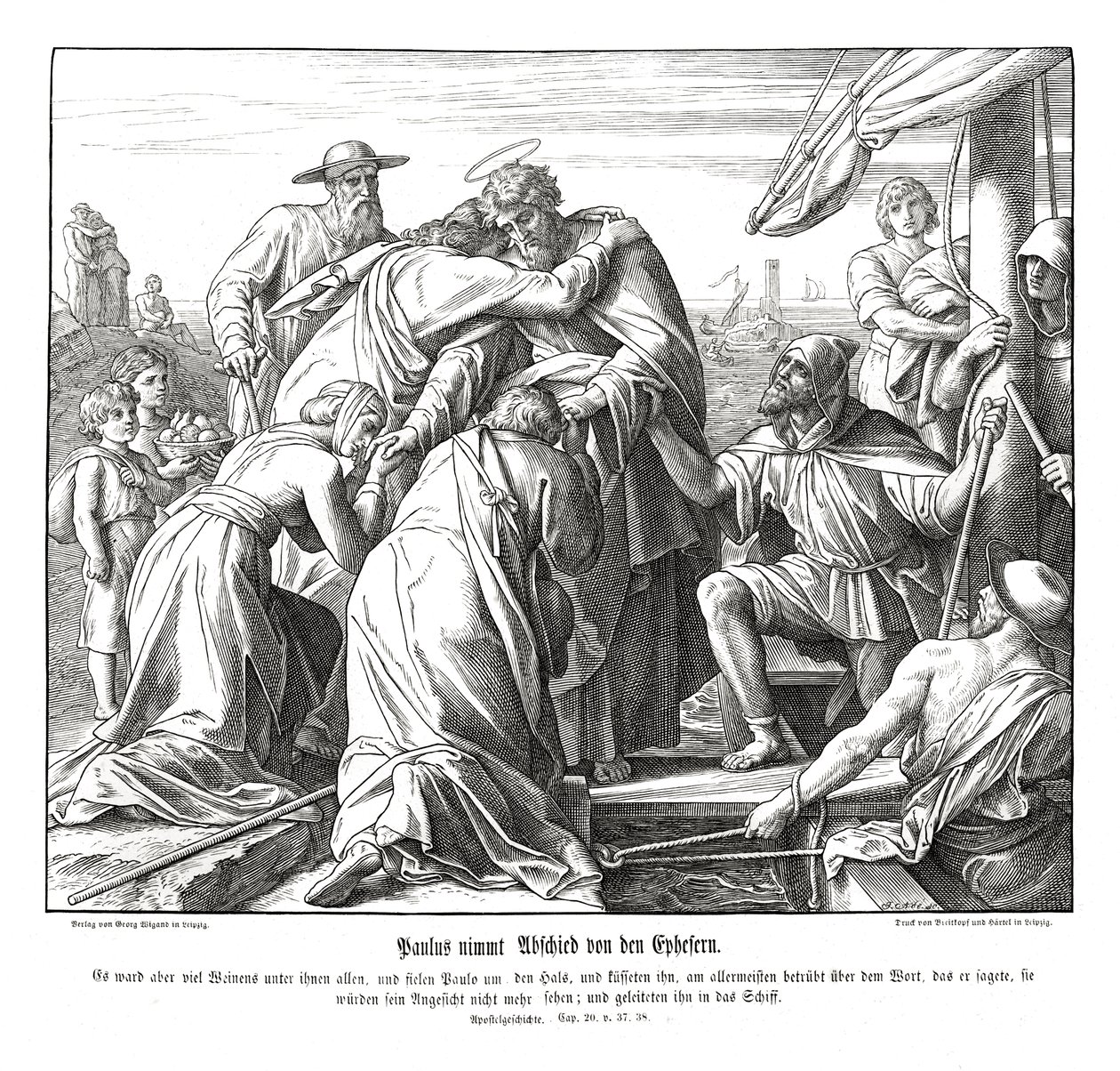 Paulus verlässt die Epheser von Julius Schnorr von Carolsfeld