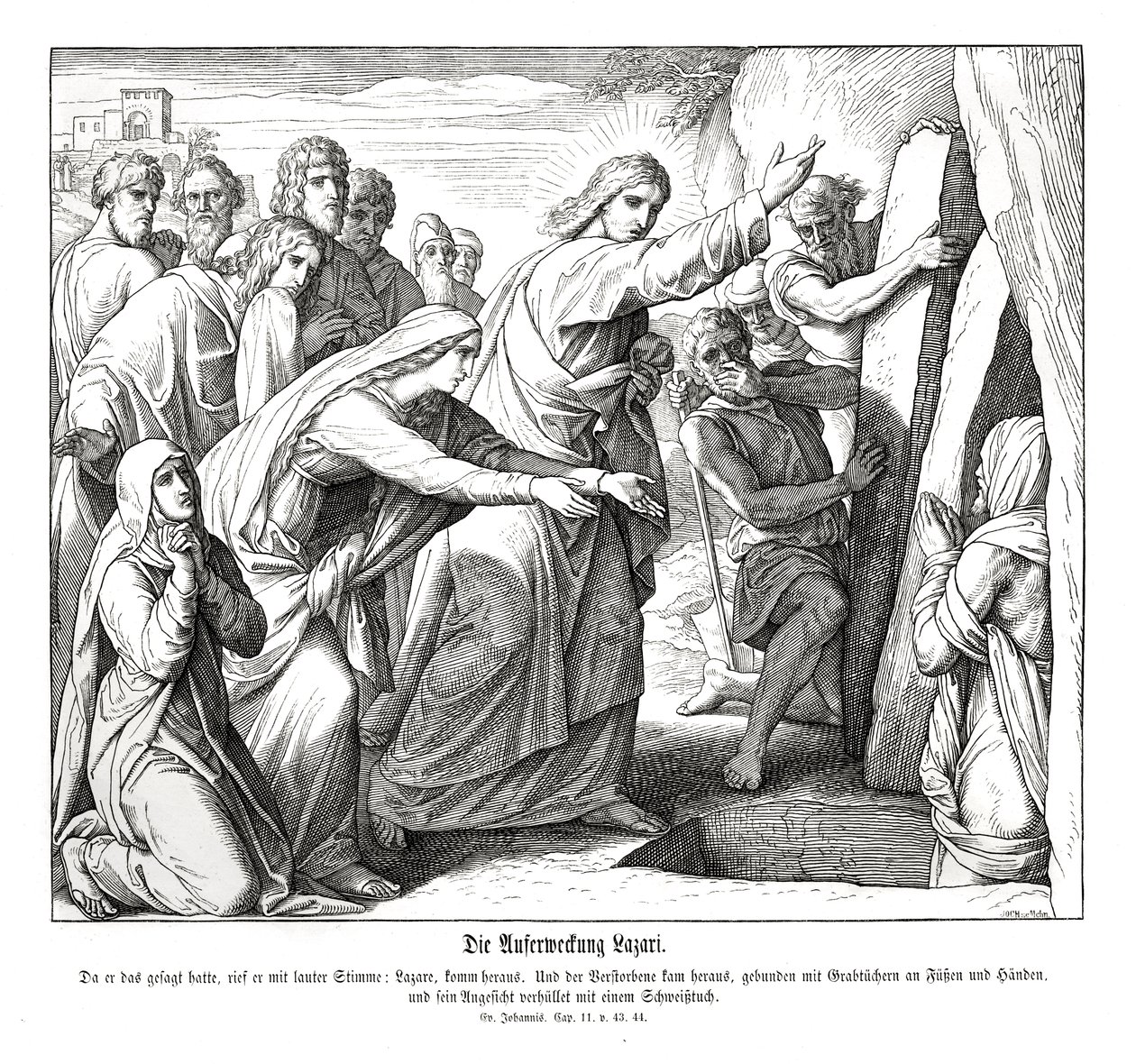 Auferweckung des Lazarus, Evangelium nach Johannes von Julius Schnorr von Carolsfeld