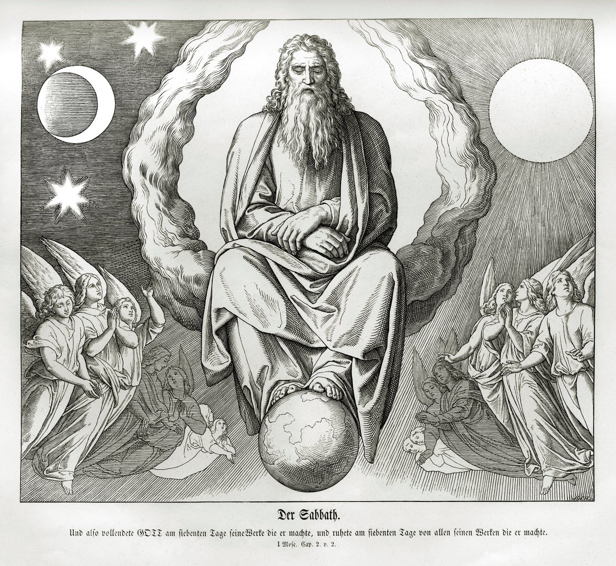 Siebter Tag der Schöpfung, Genesis von Julius Schnorr von Carolsfeld