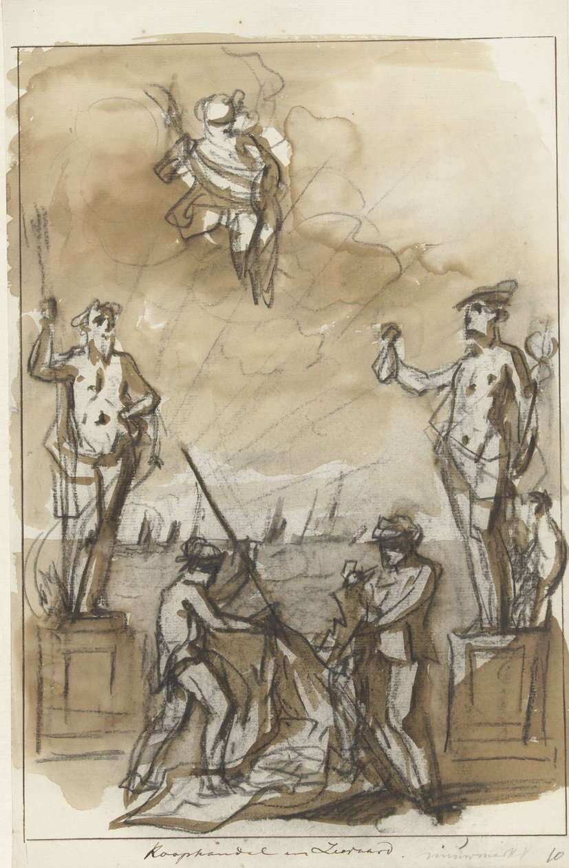 Handel und Seefahrt, Dekoration auf dem Nieuwmarkt, 1795 von Jurriaan Andriessen