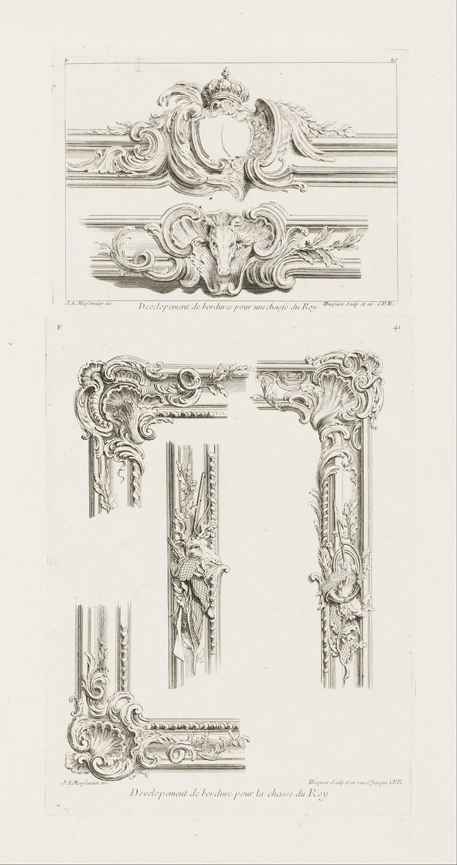 Entwurf von zwei Randdetails von Juste Aurèle Meissonnier