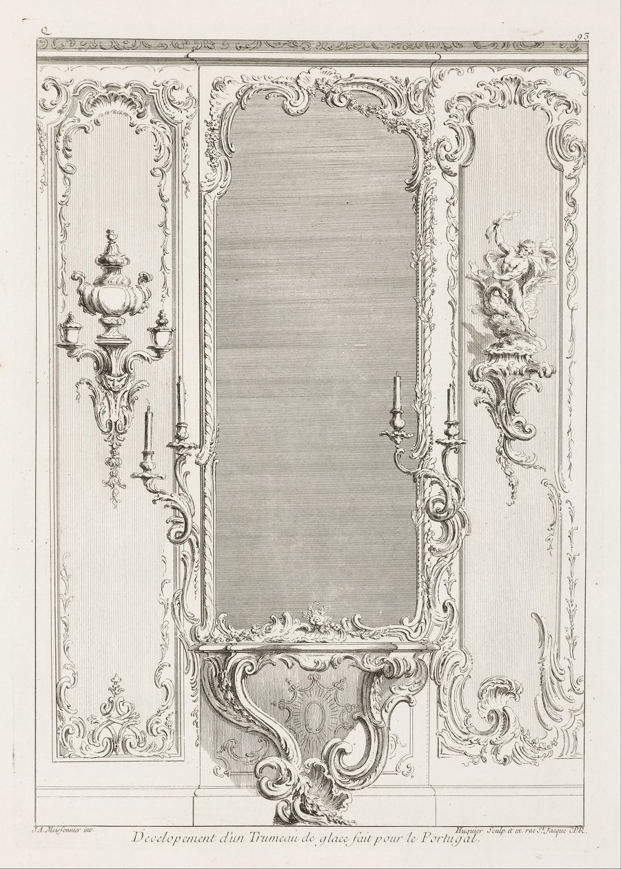 Entwicklung eines Trumeau-Spiegels für Portugal; Entwurf eines Trumeau-Spiegels mit Variante für Portugal, 3. Tafel von Juste-Aurèle Meissonnier