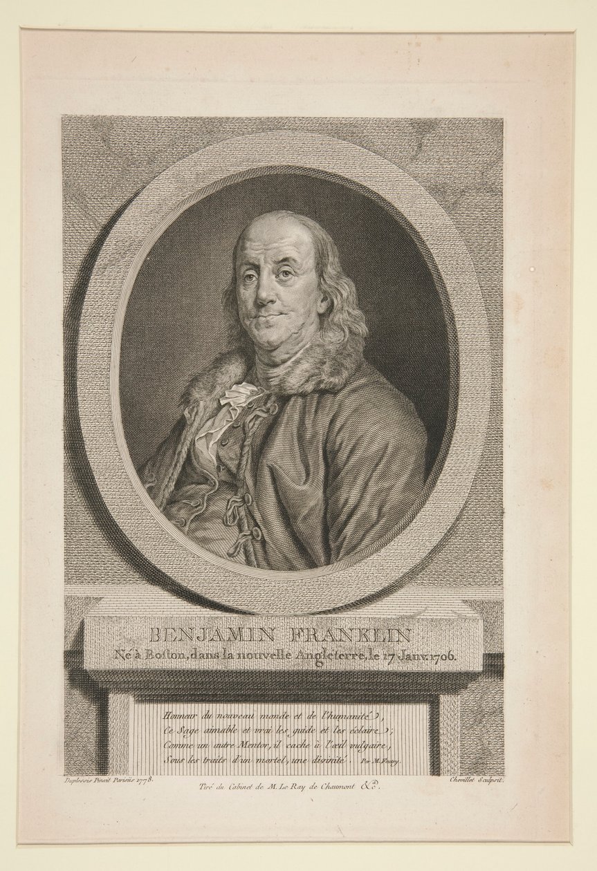 Benjamin Franklin, geboren in Boston, Neuengland, am 17. Januar 1706 von Justus Chevillet