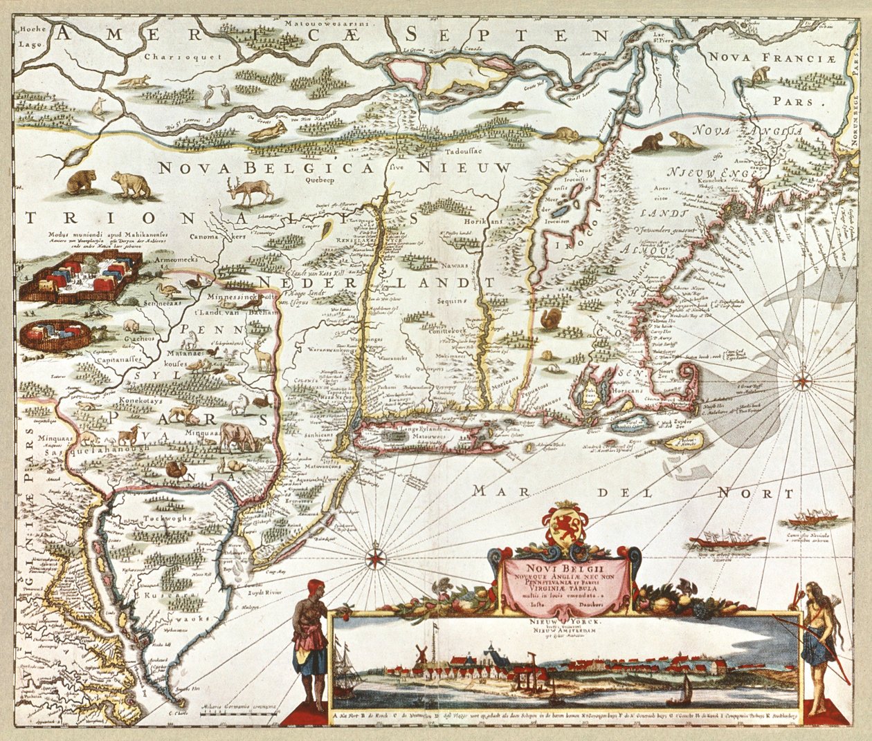 Die Novi Belgii Karte von New York, New Jersey und Pennsylvania von Justus Danckertsz