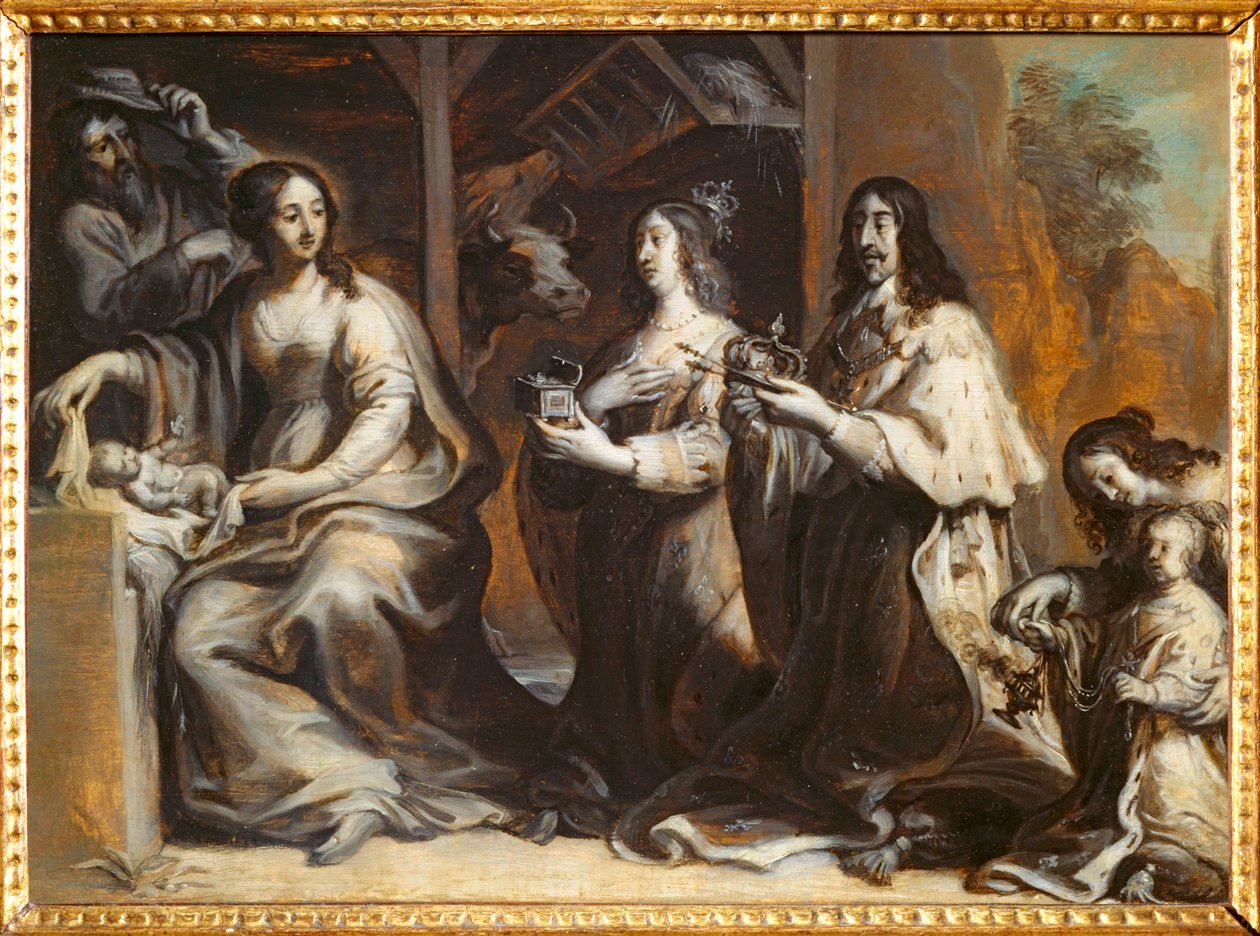 Ludwig XIII., Anna von Österreich und der Dauphin beten vor der Heiligen Familie von Justus van Egmont