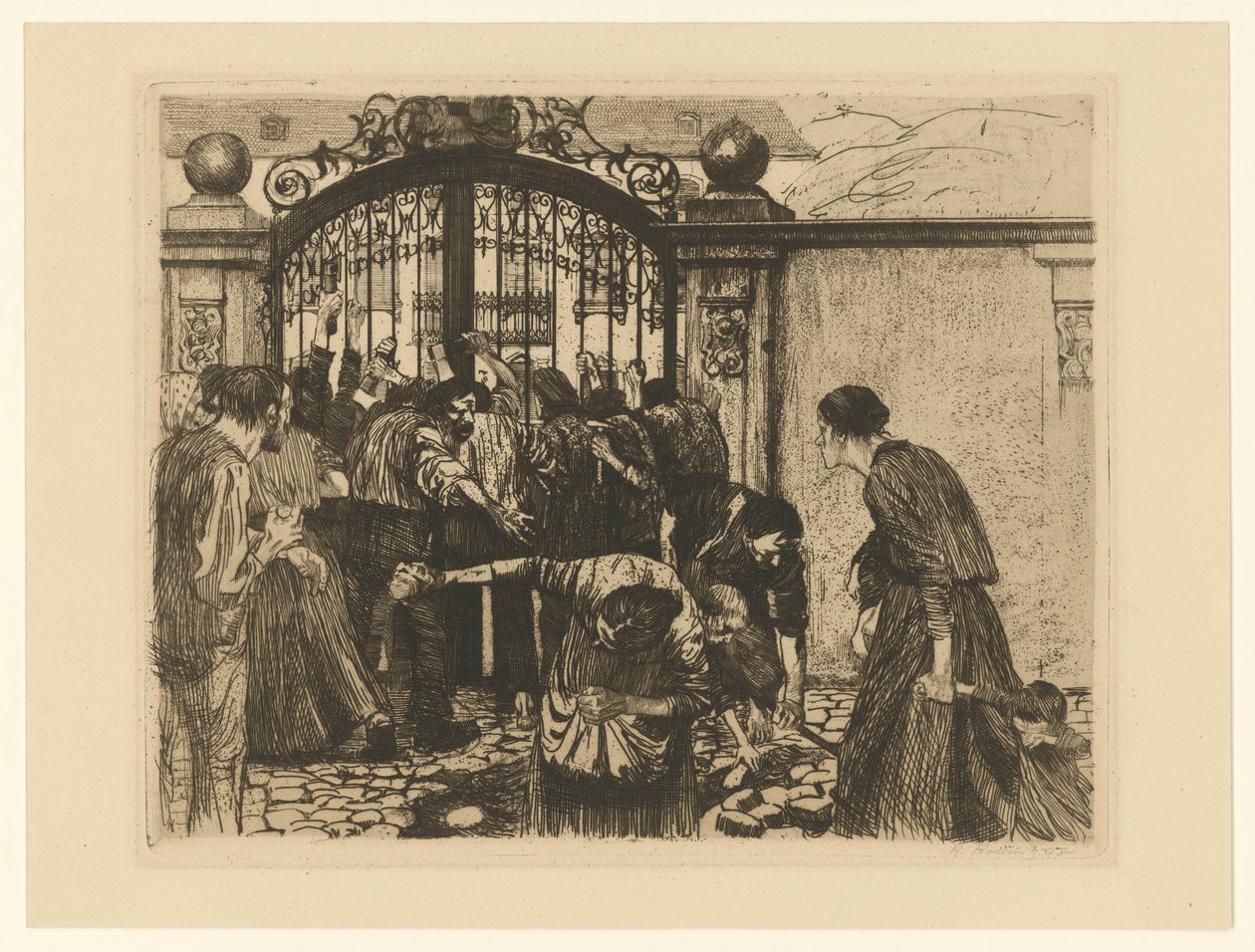 Sturm (Blatt 5 aus "Ein Weberaufstand", 2. Zustand) von Käthe Kollwitz