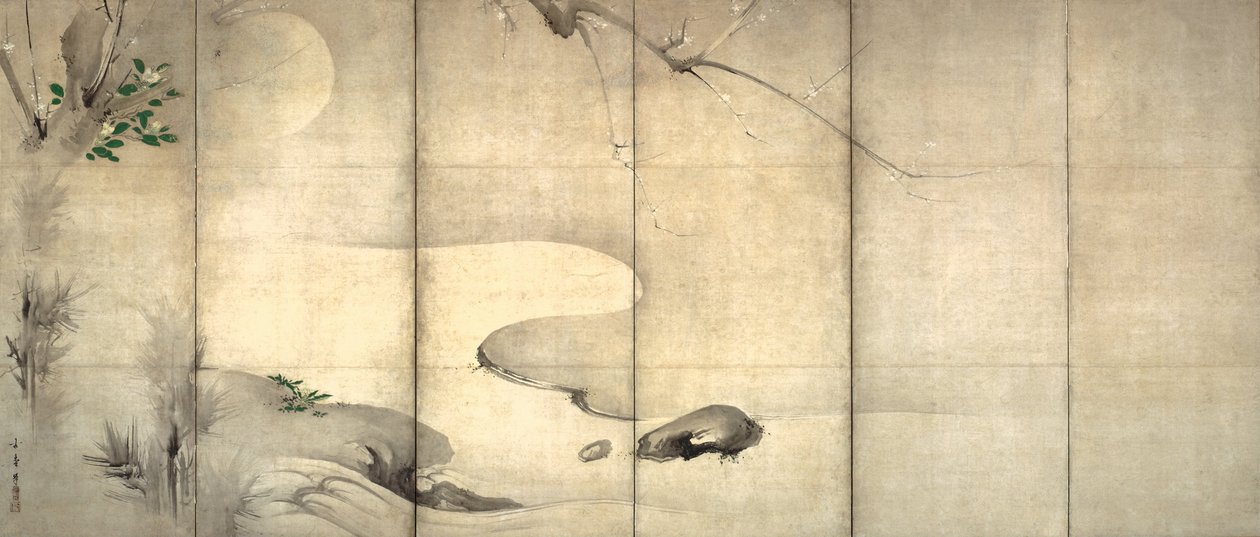 Kiefer und Pflaume im Mondlicht von Kaiho Yusho