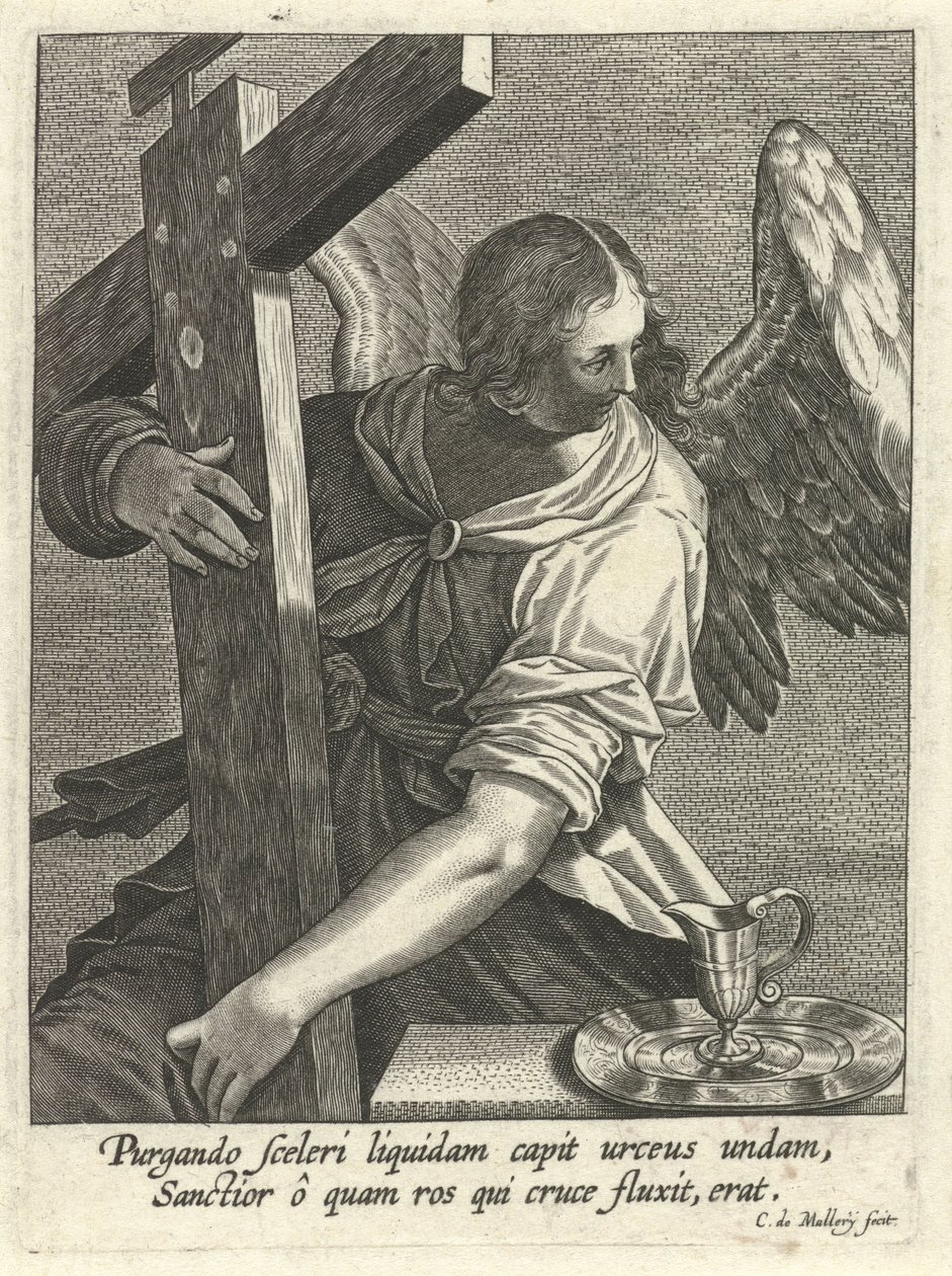 Engel mit Kreuz und Waschbecken von Karel van Mallery