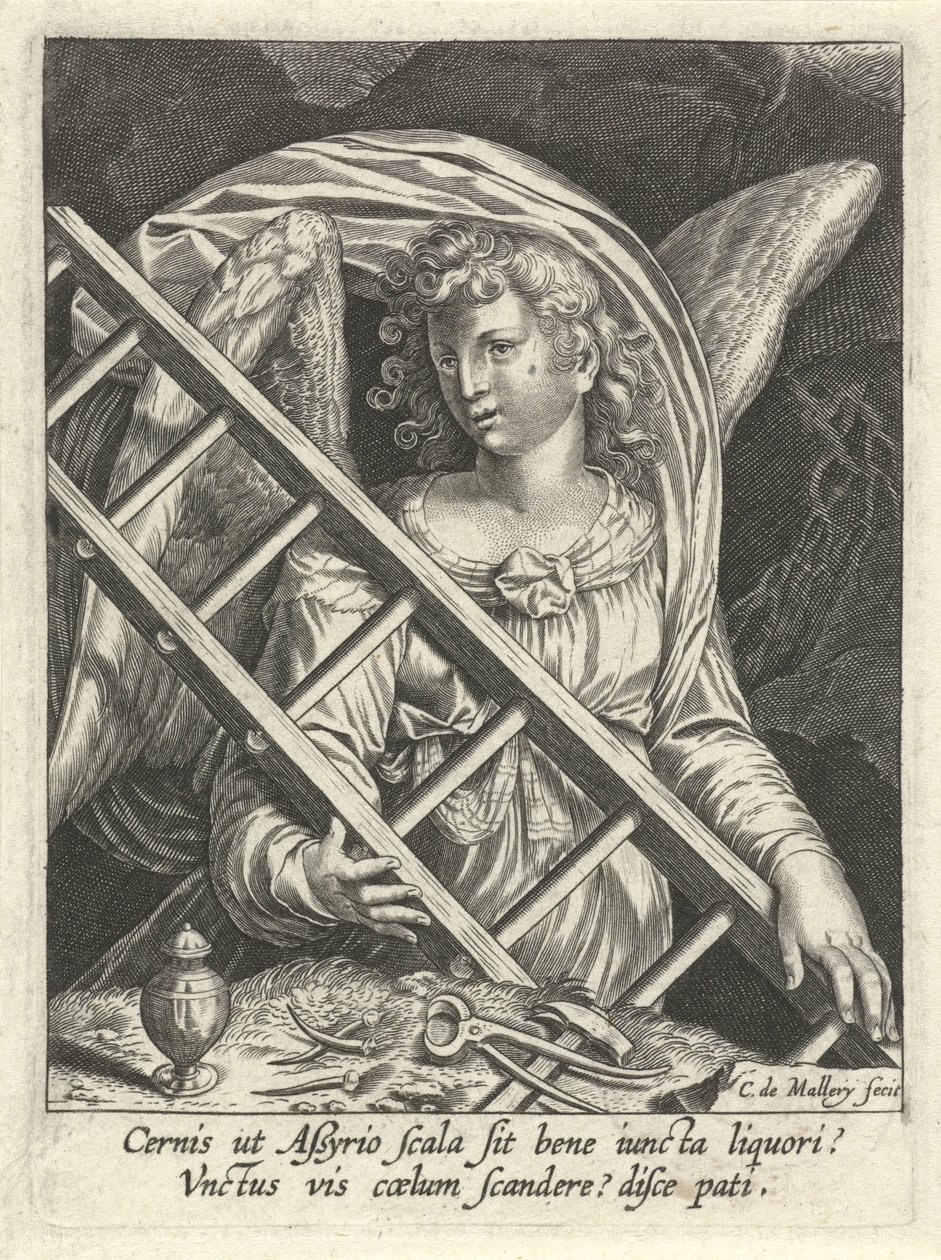 Engel mit Leiter, Hammer, Nägeln und Salbgefäß von Karel van Mallery