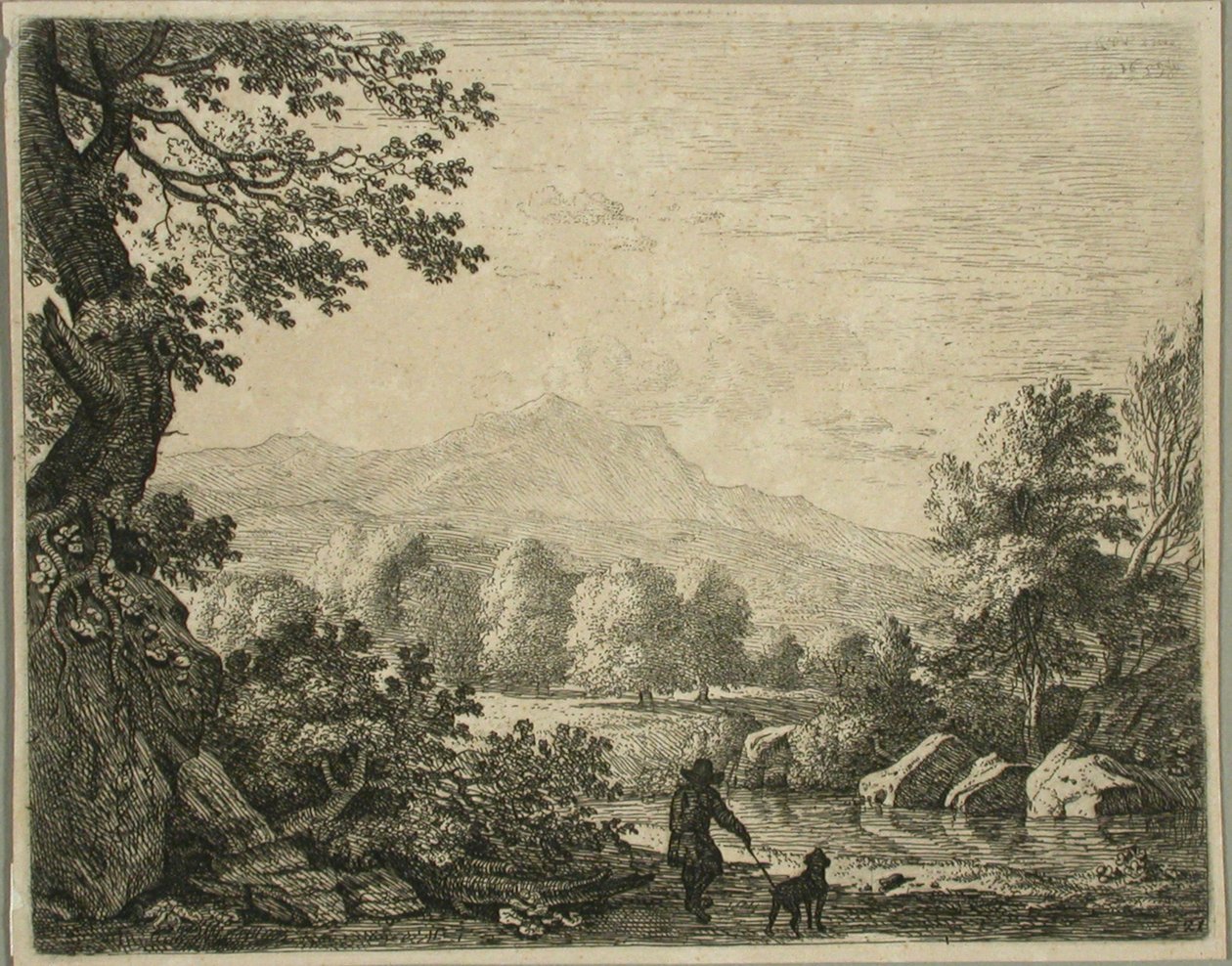 Landschaft mit Mann und Hund von Karel Dujardin