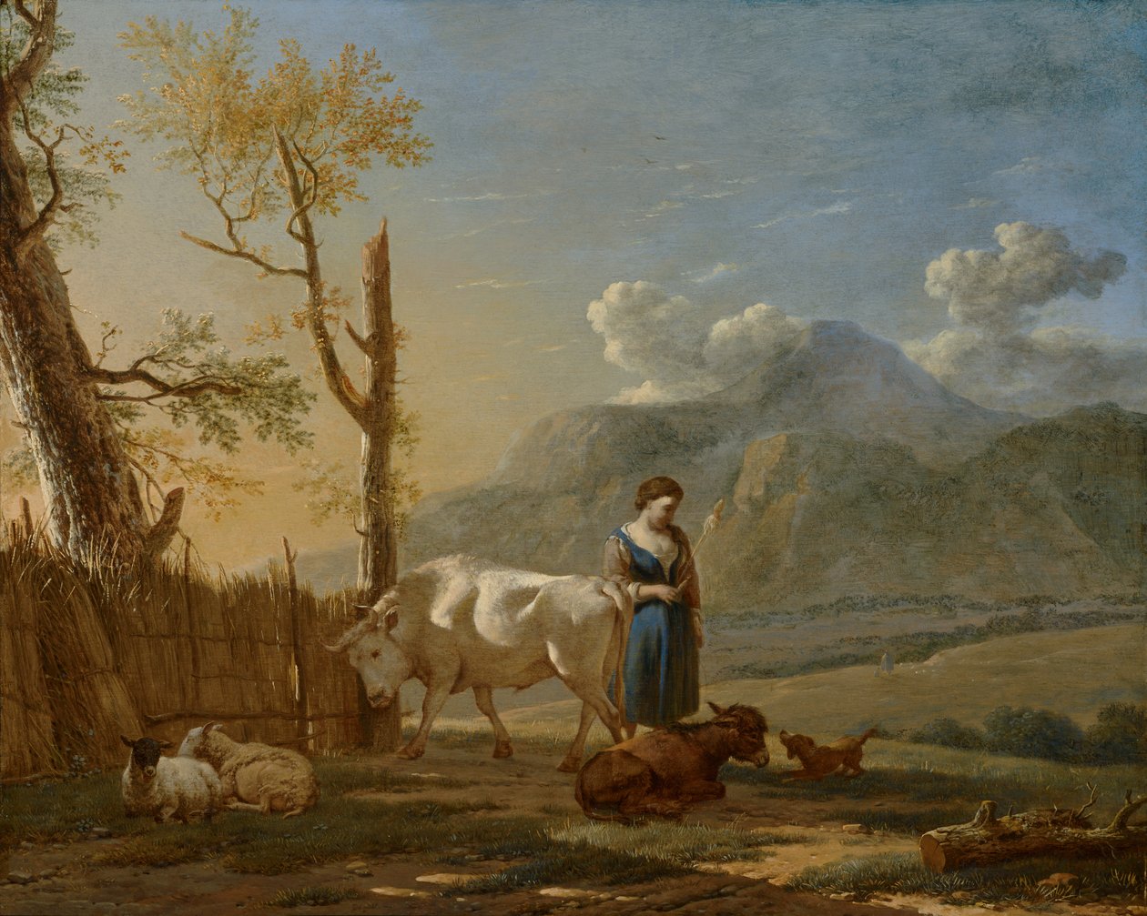 Landschaft mit einer Schäferin von Karel Dujardin