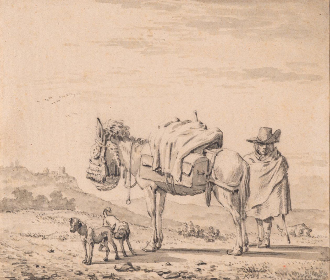 Mann mit Maultier von Karel Dujardin