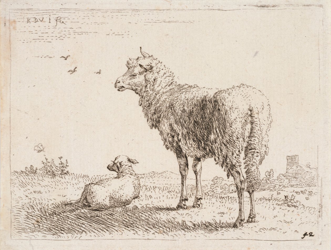Schaf mit Lamm von Karel Dujardin