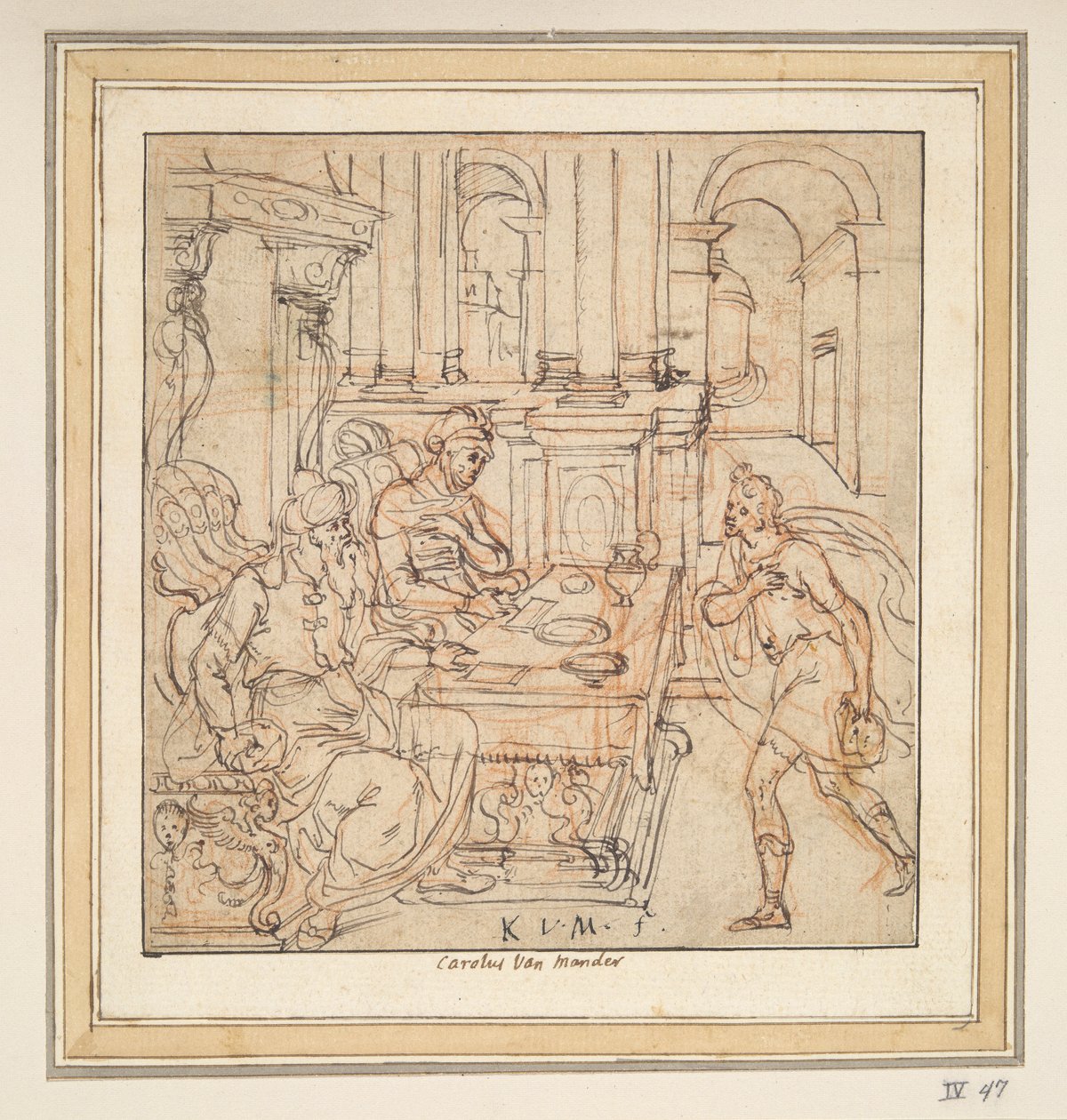 Der verlorene Sohn nimmt Abschied von seinen Eltern von Karel van Mander I