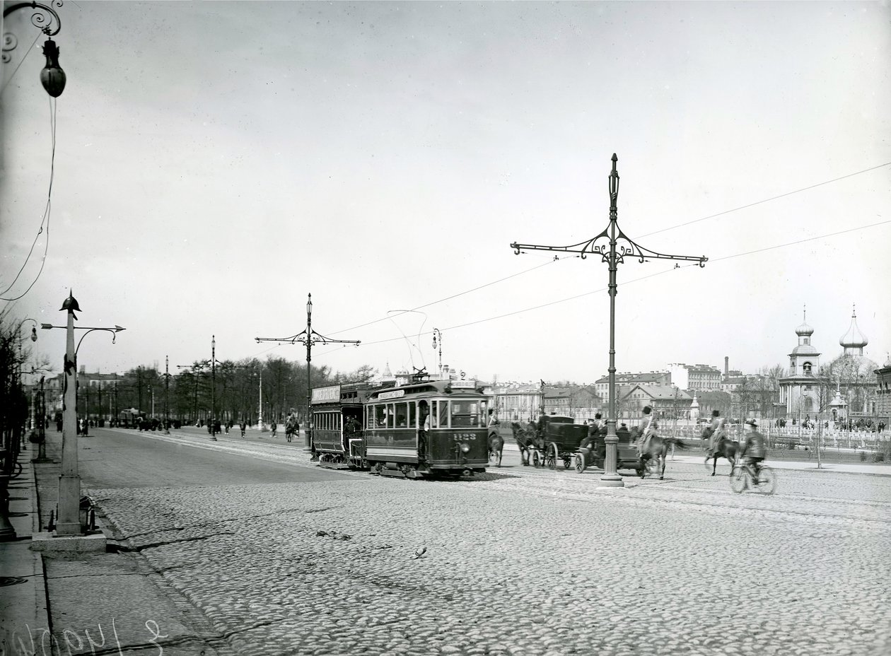 Elektrische Straßenbahnen in St. Petersburg, ca. 1910 von Karl Karlovich Bulla